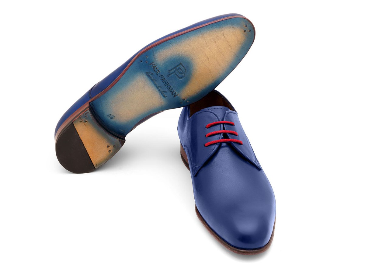Paul Parkman Blue Hand Painted Derby Shoes (ID633BLU13)