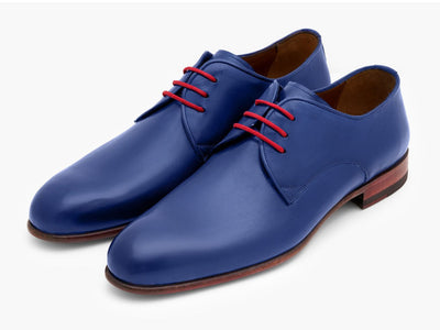 Paul Parkman Blue Hand Painted Derby Shoes (ID633BLU13)