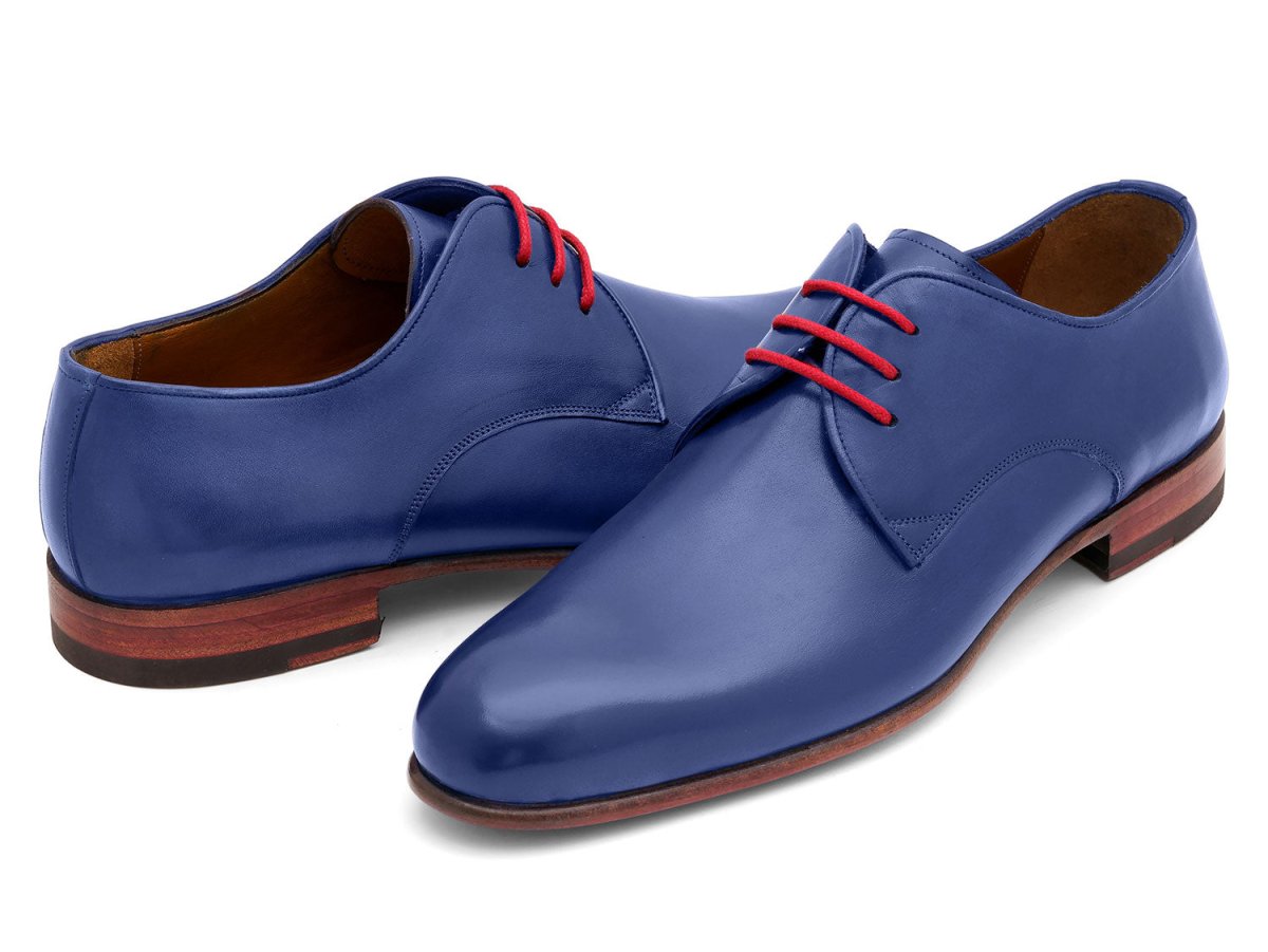 Paul Parkman Blue Hand Painted Derby Shoes (ID633BLU13)