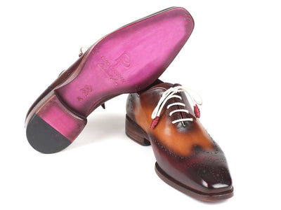 Paul Parkman Bordeaux and Camel Wingtip Oxfords (ID097BY30)