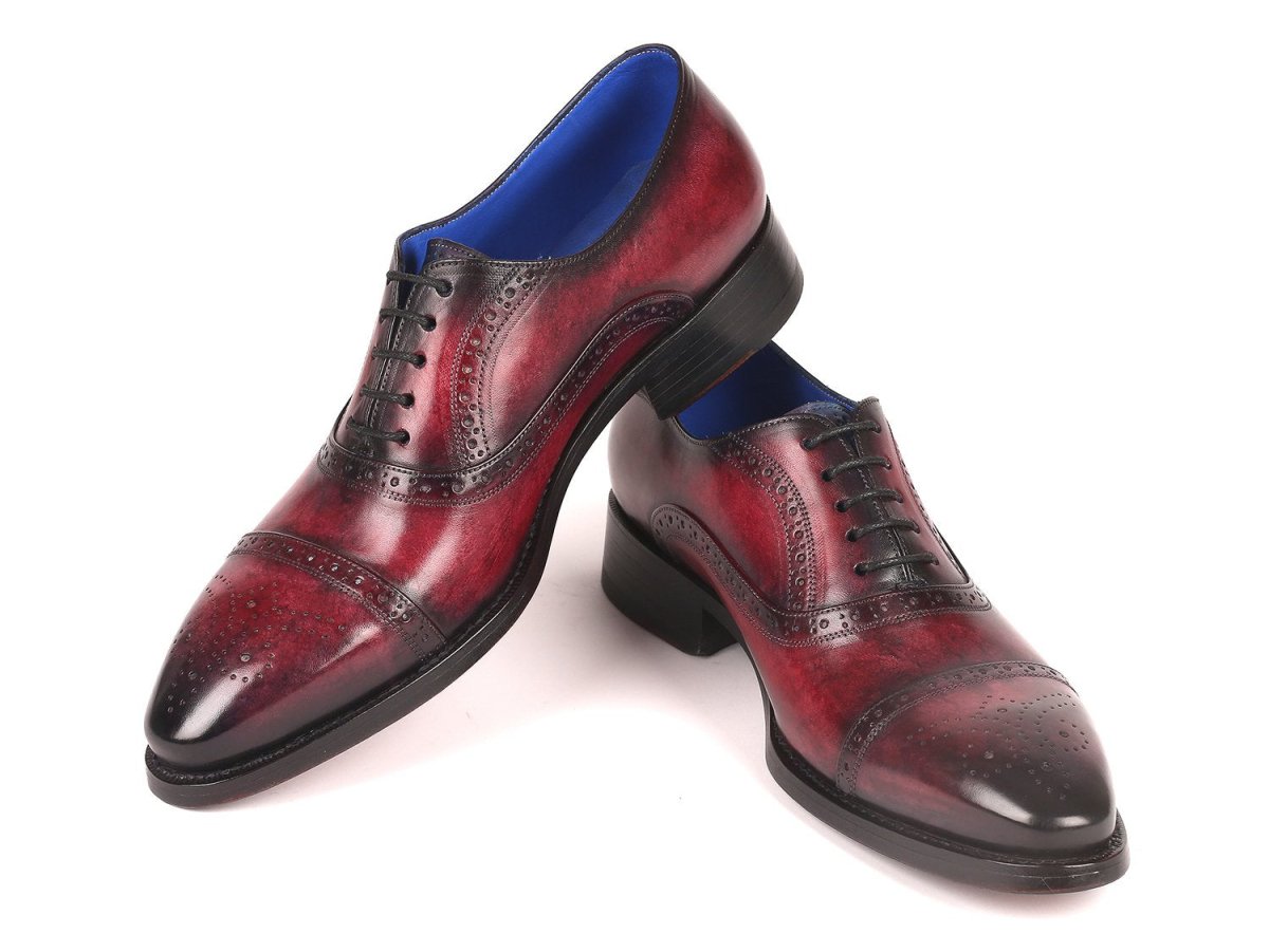 Paul Parkman Bordeaux Burnished Goodyear Welted Cap Toe Oxford Shoes (ID79BRD68)