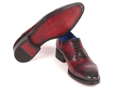 Paul Parkman Bordeaux Burnished Goodyear Welted Cap Toe Oxford Shoes (ID79BRD68)