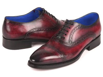 Paul Parkman Bordeaux Burnished Goodyear Welted Cap Toe Oxford Shoes (ID79BRD68)