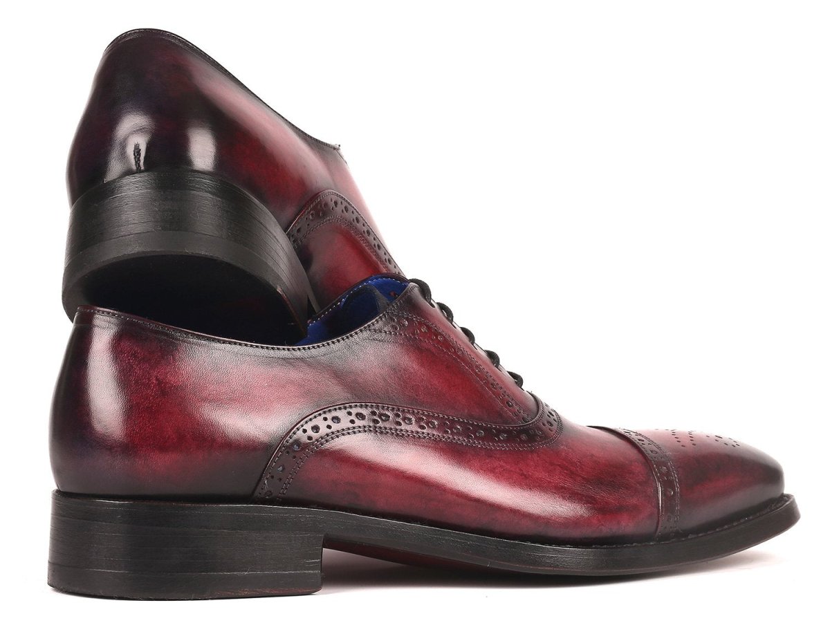 Paul Parkman Bordeaux Burnished Goodyear Welted Cap Toe Oxford Shoes (ID79BRD68)