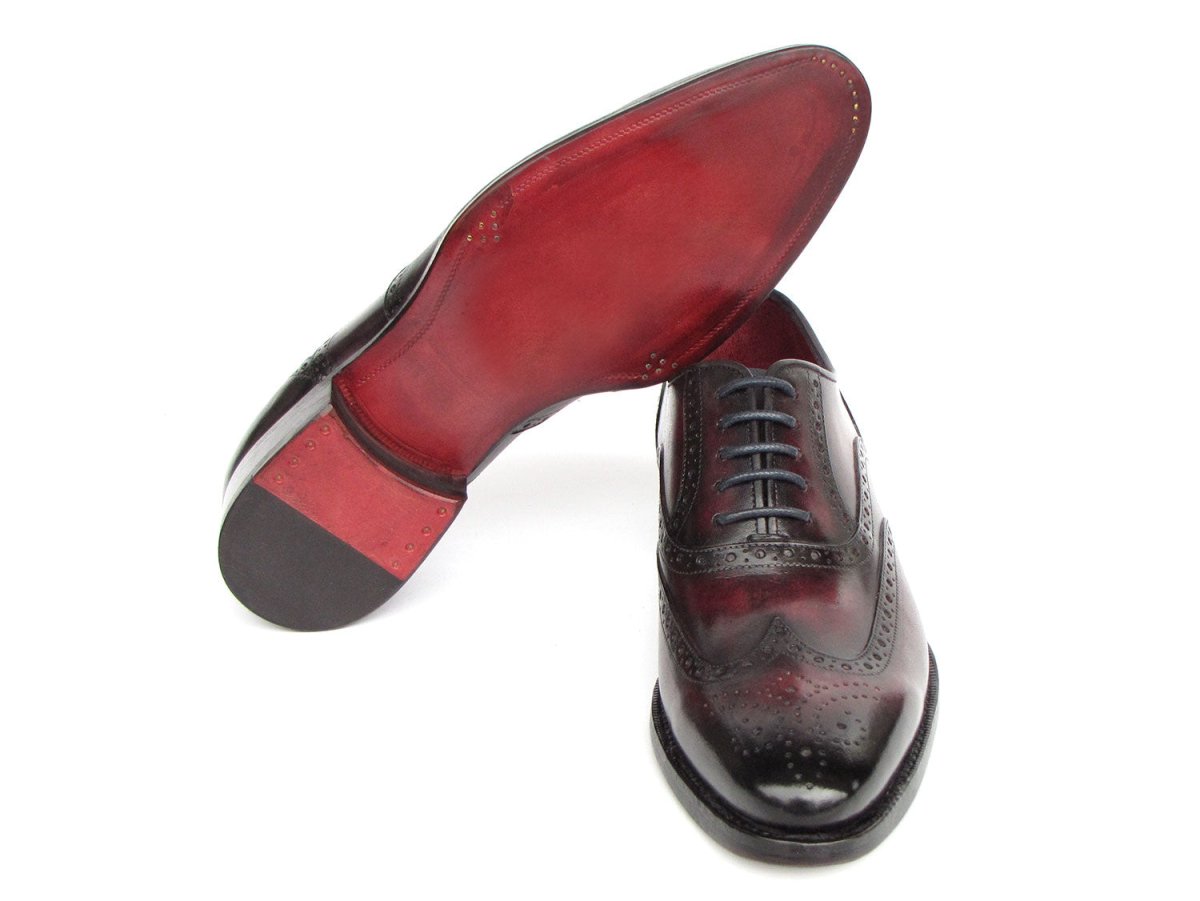 Paul Parkman Bordeaux Burnished Goodyear Welted Wingtip Oxford Shoes (ID66BRD94)