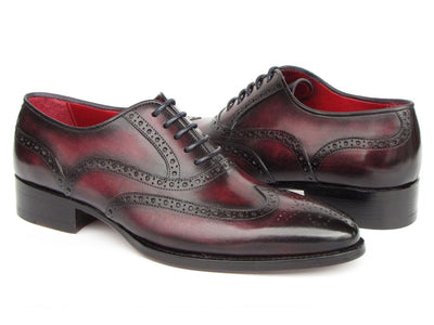 Paul Parkman Bordeaux Burnished Goodyear Welted Wingtip Oxford Shoes (ID66BRD94)