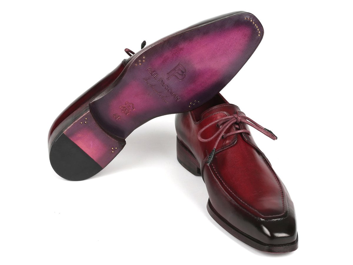 Paul Parkman Bordeaux Leather Apron Derby Shoes For Men (ID13BRD92)