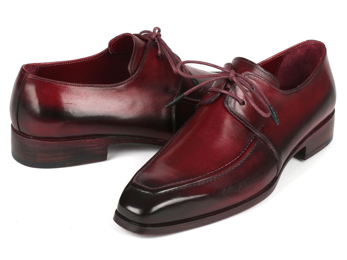 Paul Parkman Bordeaux Leather Apron Derby Shoes For Men (ID13BRD92)