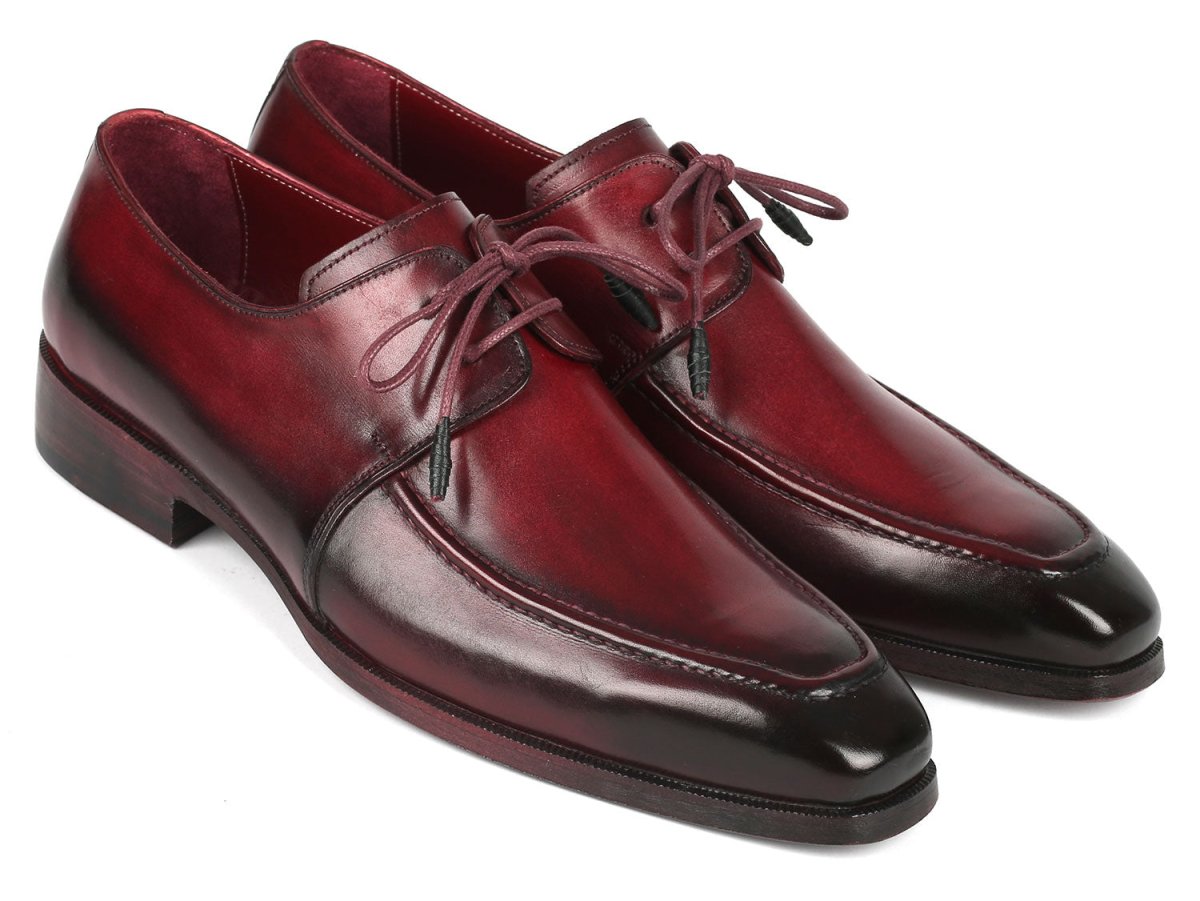 Paul Parkman Bordeaux Leather Apron Derby Shoes For Men (ID13BRD92)