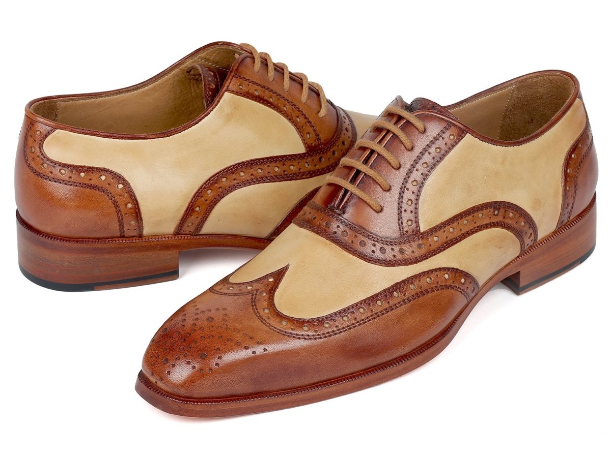 Paul Parkman Brown and Beige Dual Tone Oxfords (ID224BJ57)