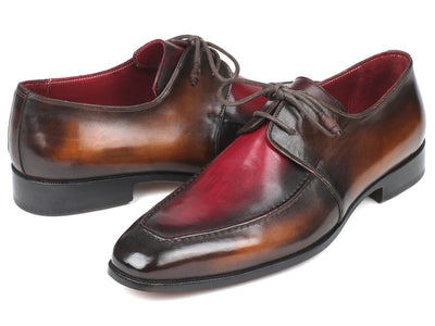 Paul Parkman Brown and Bordeaux Dual Tone Apron Derby Shoes (ID33BB12)