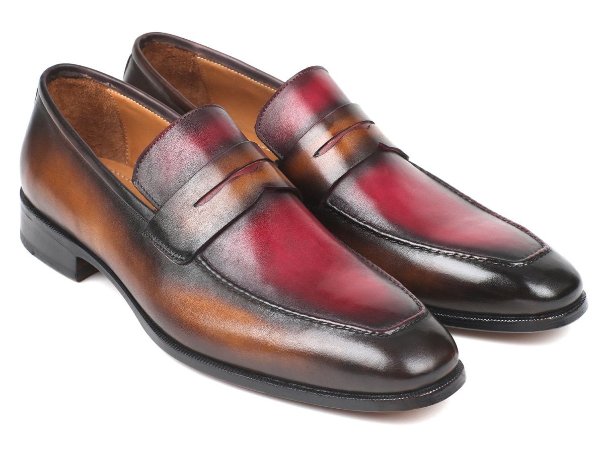 Paul Parkman Brown and Bordeaux Dual Tone Loafers for Men (ID10BB22)