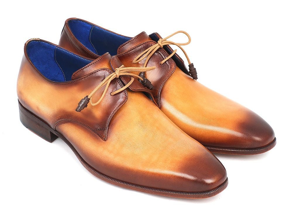 Paul Parkman Brown and Camel Hand - Painted Derby Shoes (ID326 - CMLBRW)