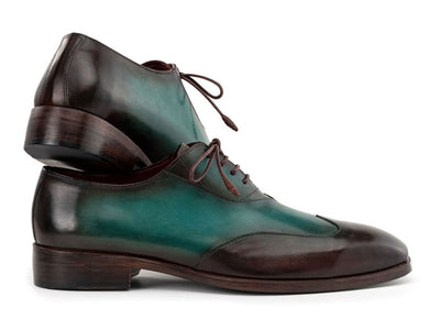 Paul Parkman Brown and Green Patina Leather Wingtip Oxford Shoes AL3257SJ