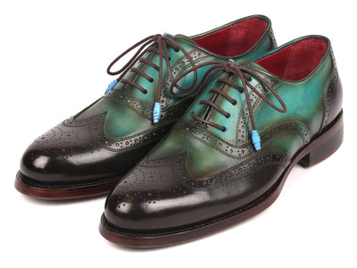 Paul Parkman Brown and Green Wingtip Oxfords Goodyear Welted (ID027 BRWGRN)