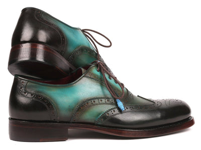 Paul Parkman Brown and Green Wingtip Oxfords Goodyear Welted (ID027 BRWGRN)