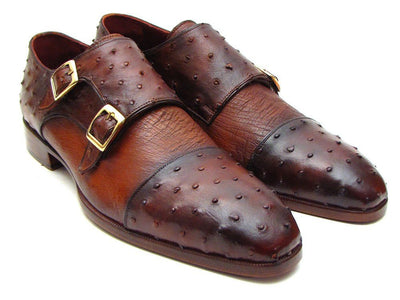 Paul Parkman Brown and Tobacco Genuine Ostrich Double Monkstraps (ID43K68)