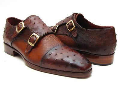 Paul Parkman Brown and Tobacco Genuine Ostrich Double Monkstraps (ID43K68)