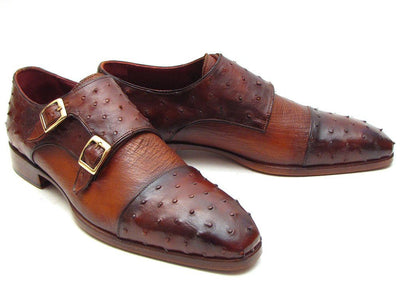 Paul Parkman Brown and Tobacco Genuine Ostrich Double Monkstraps (ID43K68)