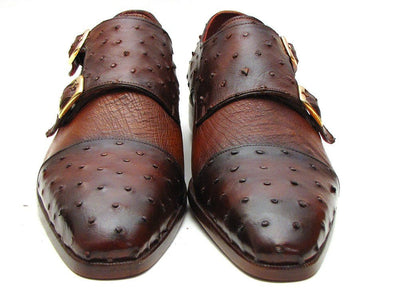 Paul Parkman Brown and Tobacco Genuine Ostrich Double Monkstraps (ID43K68)