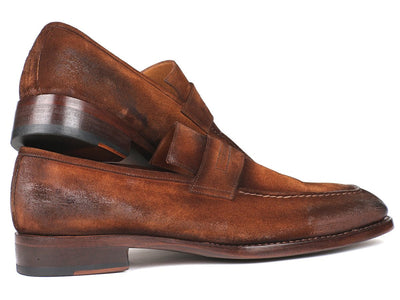Paul Parkman Brown Antique Suede Goodyear Welted Loafers (ID36AQ17)