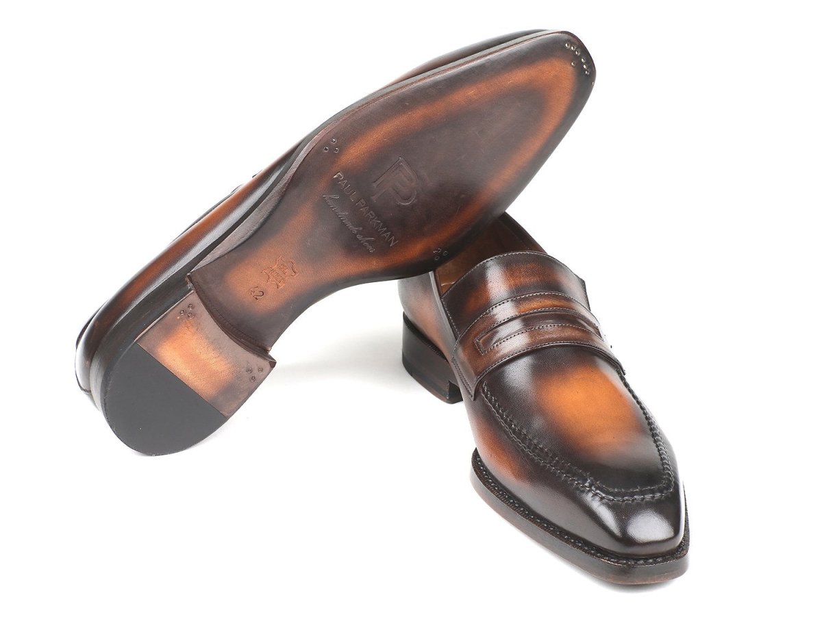 Paul Parkman Brown Burnished Goodyear Welted Loafers (ID36LFBRW)