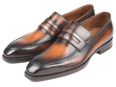Paul Parkman Brown Burnished Goodyear Welted Loafers (ID36LFBRW)