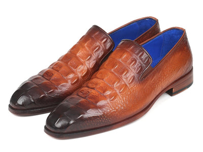 Paul Parkman Brown Crocodile Embossed Calfskin Loafers (ID5576 BRW)