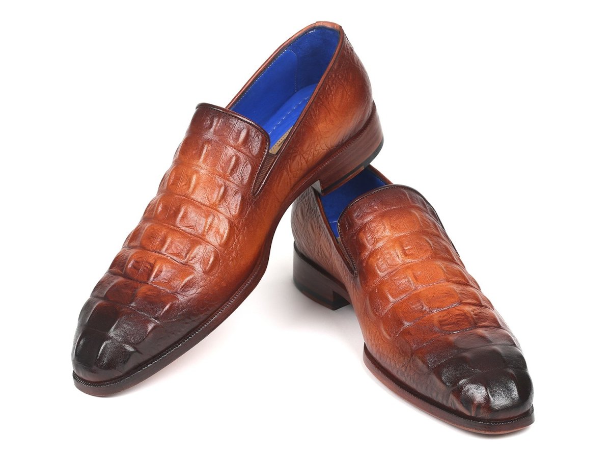 Paul Parkman Brown Crocodile Embossed Calfskin Loafers (ID5576 BRW)