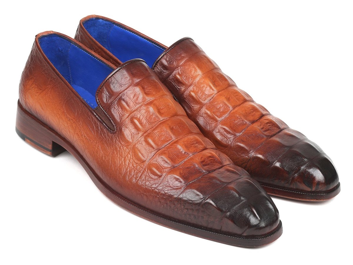 Paul Parkman Brown Crocodile Embossed Calfskin Loafers (ID5576 BRW)