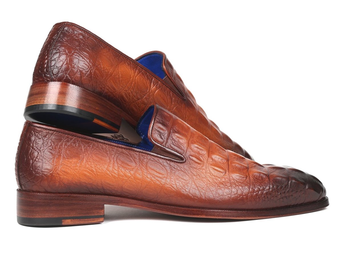 Paul Parkman Brown Crocodile Embossed Calfskin Loafers (ID5576 BRW)