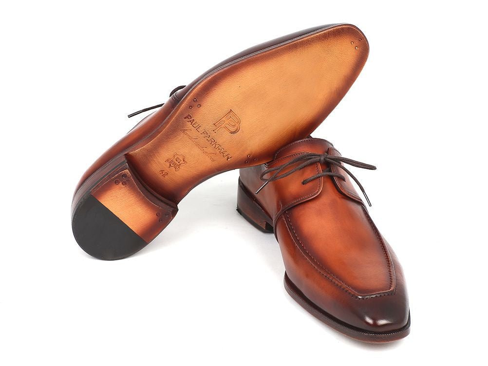 Paul Parkman Brown Leather Apron Derby Shoes For Men (ID33SX92)