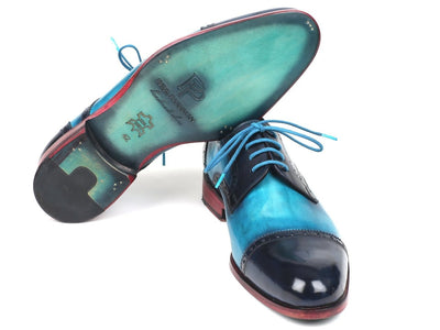 Paul Parkman Cap Toe Derby Shoes in Blue / Turquoise