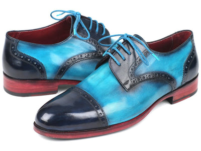 Paul Parkman Cap Toe Derby Shoes in Blue / Turquoise
