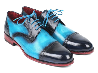 Paul Parkman Cap Toe Derby Shoes in Blue / Turquoise
