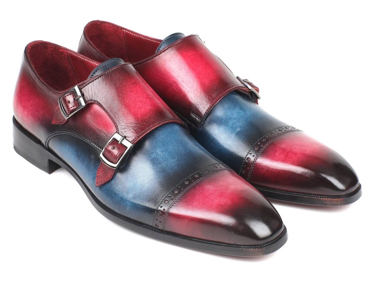 Paul Parkman Captoe Double Monkstraps Blue and Fuxia (ID045BFX81)