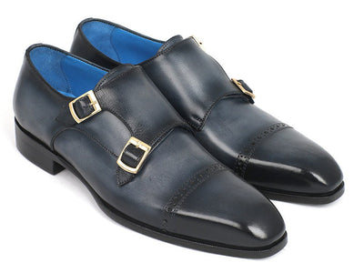 Paul Parkman Captoe Double Monkstraps Navy (ID045NVY62)