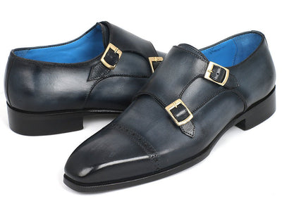 Paul Parkman Captoe Double Monkstraps Navy (ID045NVY62)
