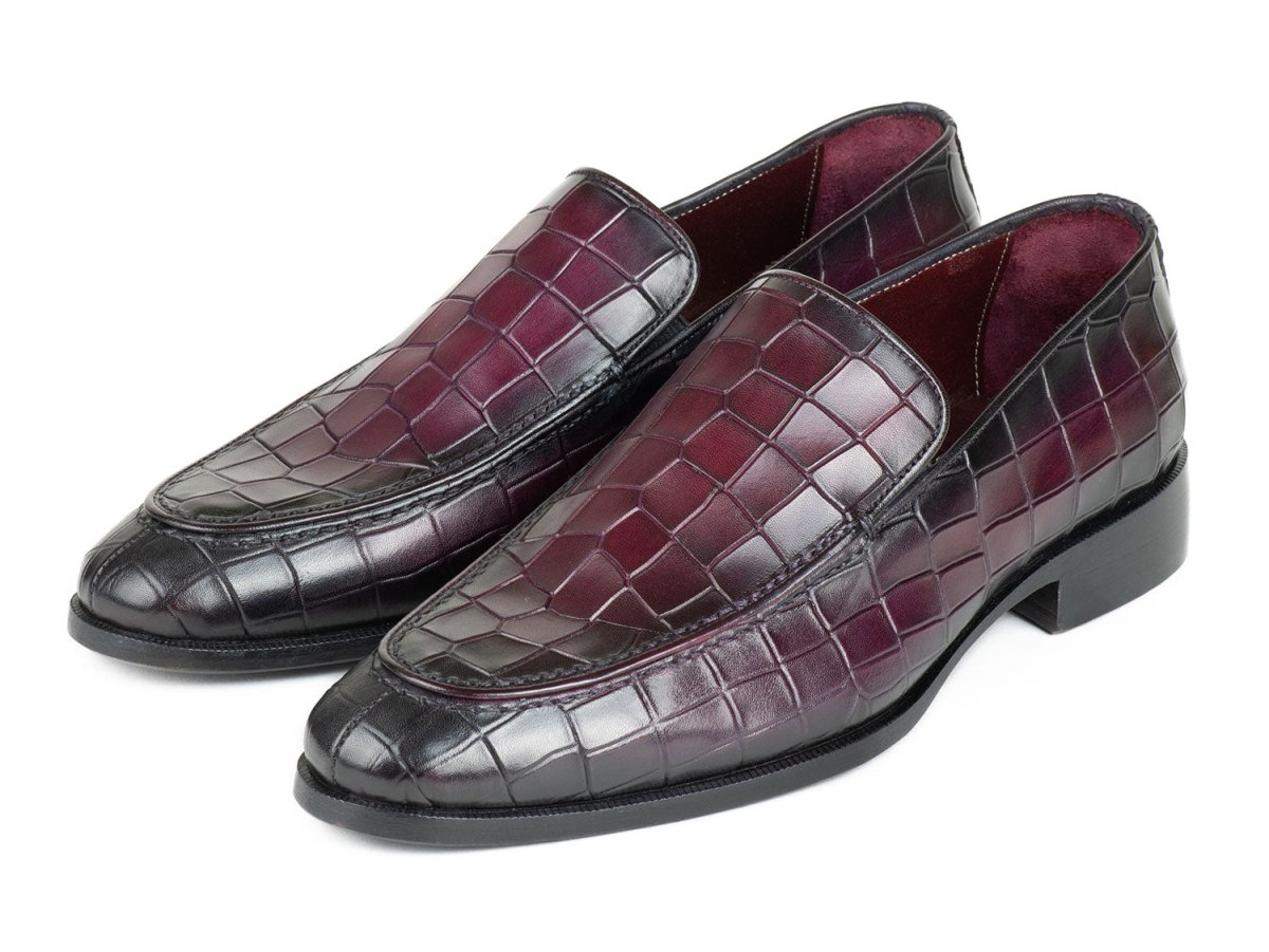 Paul Parkman Croco Textured Leather Loafer Purple (ID7339 PRP)