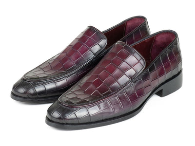 Paul Parkman Croco Textured Leather Loafer Purple (ID7339 PRP)