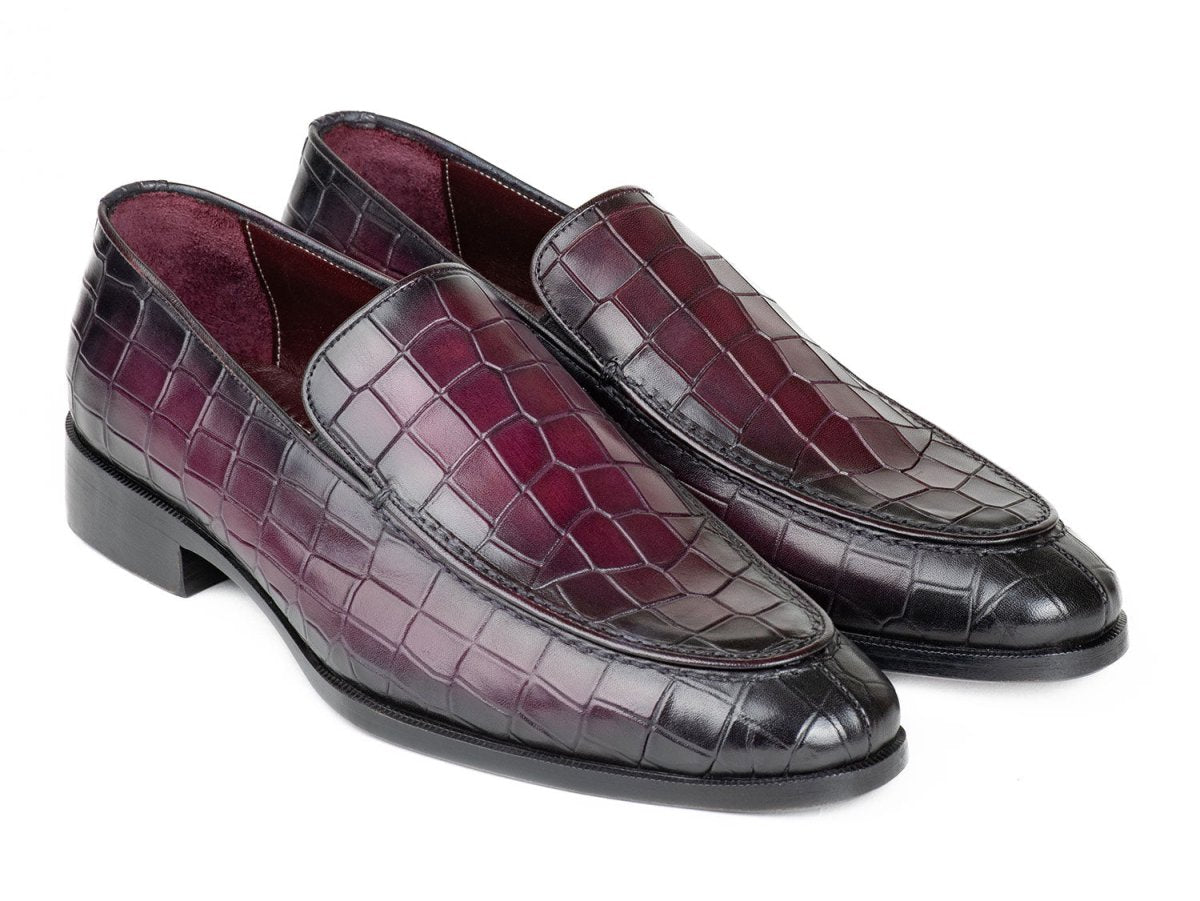 Paul Parkman Croco Textured Leather Loafer Purple (ID7339 PRP)