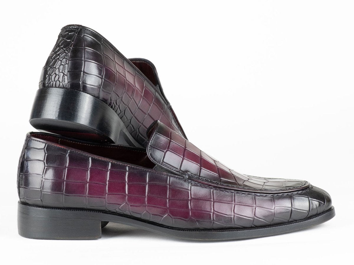 Paul Parkman Croco Textured Leather Loafer Purple (ID7339 PRP)