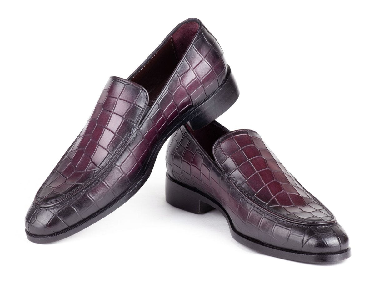 Paul Parkman Croco Textured Leather Loafer Purple (ID7339 PRP)