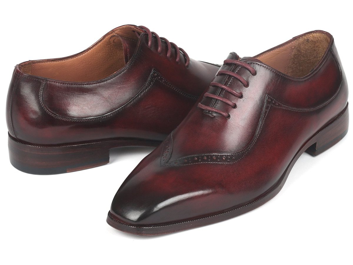 Paul Parkman Dark Bordeaux Hand Painted Men's Oxfords (ID35BRD25)