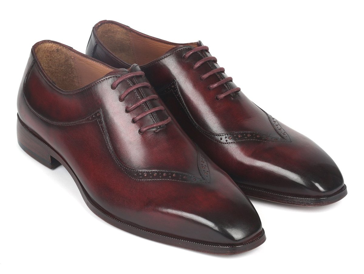 Paul Parkman Dark Bordeaux Hand Painted Men's Oxfords (ID35BRD25)