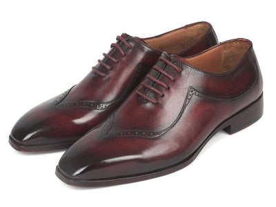 Paul Parkman Dark Bordeaux Hand Painted Men's Oxfords (ID35BRD25)