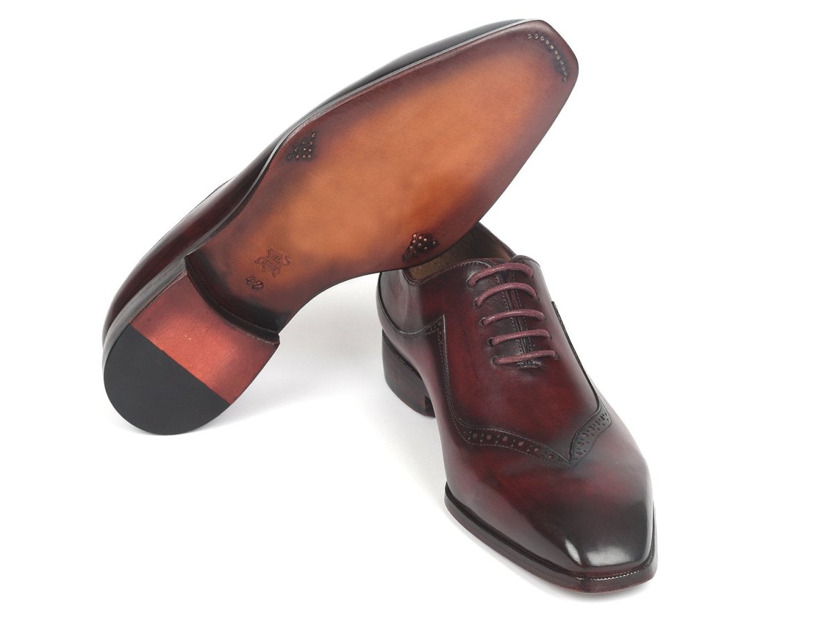 Paul Parkman Dark Bordeaux Hand Painted Men's Oxfords (ID35BRD25)