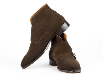 Paul Parkman Double Monkstrap Ankle Boots Brown Suede (ID8154 SDB)