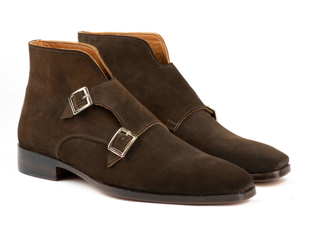 Paul Parkman Double Monkstrap Ankle Boots Brown Suede (ID8154 SDB)