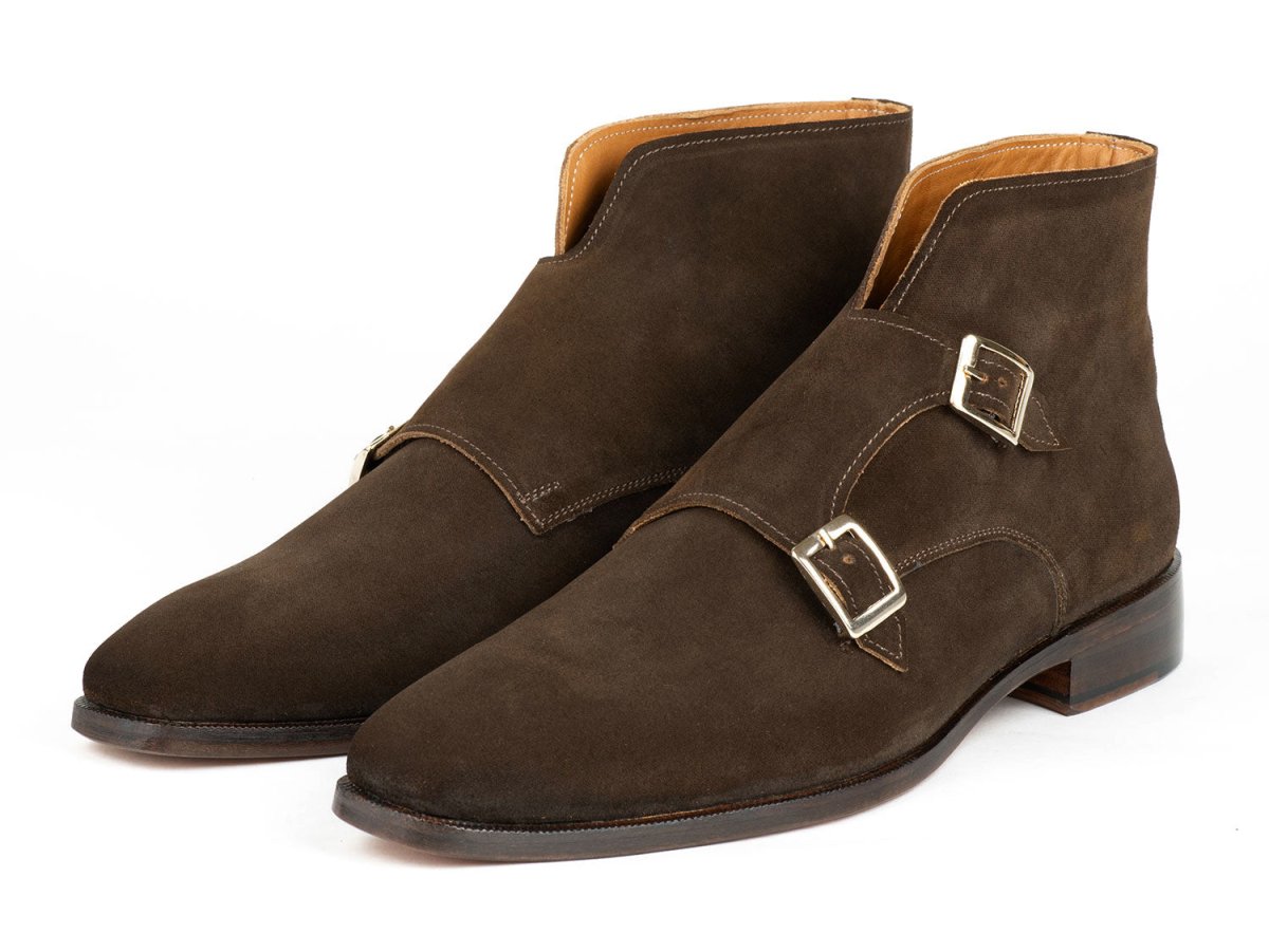 Paul Parkman Double Monkstrap Ankle Boots Brown Suede (ID8154 SDB)